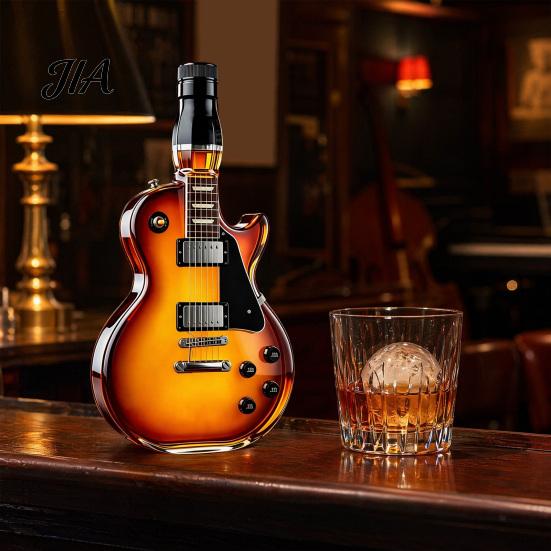 Decanter Retro in Vetro Borosilicato a Forma di Chitarra Decorativa, Grande Capacità, Tappo a Vite, Birra per Conservazione E
