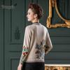 Single-Breasted Long Sleeve Wool Cardigan with Round Neck and Knitted Print 83111