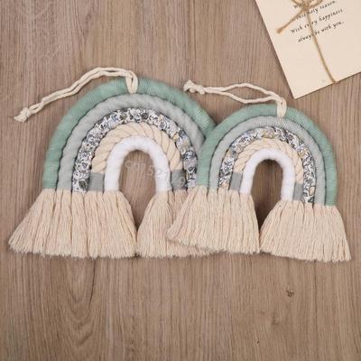 Boho Decor Macrame Rainbow Wall Hanging for Baby Girls Kids Nursery Rooms Gift 6XDE