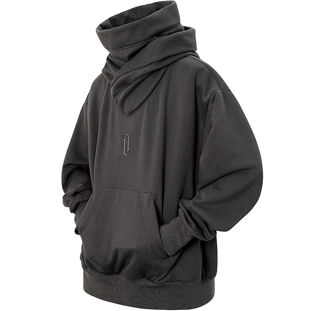 Brushed Large Long Street Clothes [Eocicvvi] Pánská Mikina, Rolák, S Kapucí, Podšívka, Velikost, Rukáv, Pulovr, Mikina, Neformální, Styl,