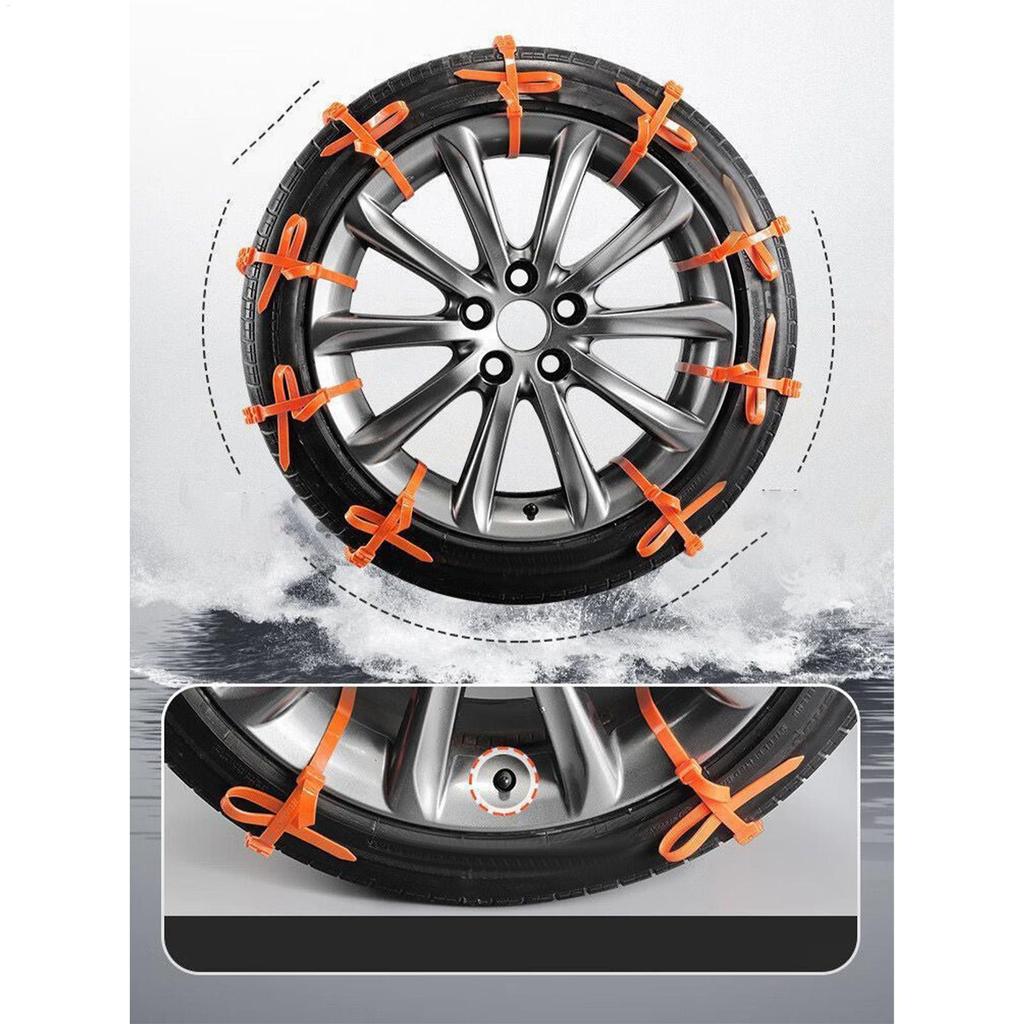 Snow Tire Chains 10 Pieces Non-Slip Snow Tire Zip Ties Anti-Slip Wheel Zip Ties For Sedan SUV Truck Outdoor Winter Driving