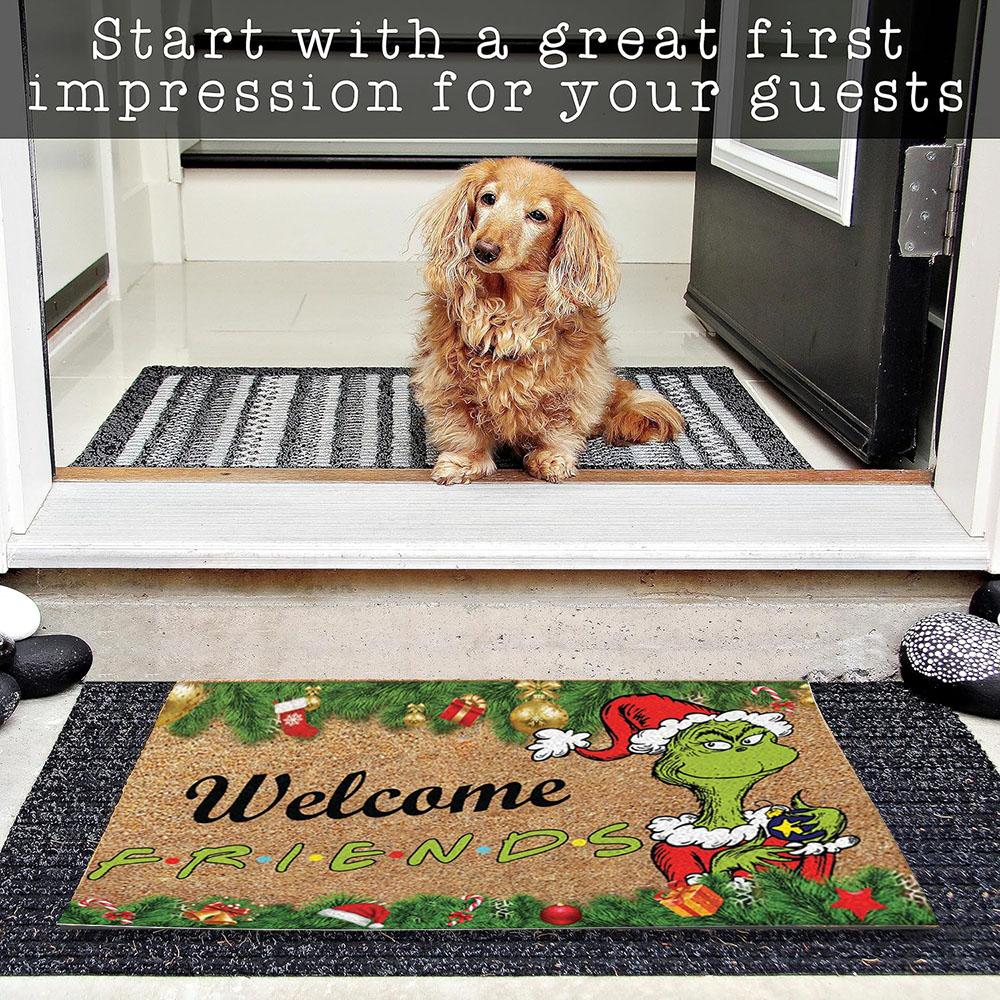 Grinch Christmas Festival Decoration Front Door Carpet Indoor Outdoor Mat Xmas