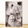 Malba Černá Bílá Plakáty a tisk Nordic Wall Art Obraz Moderní Obývací pokoj Dekorace Divoké zvíře Lev Leopard Plátno