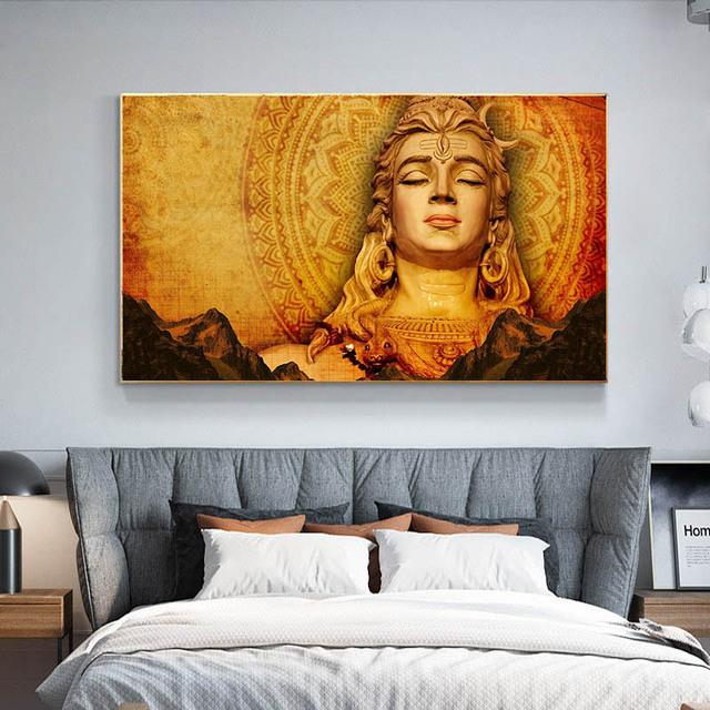Lord Shiva with Colorful Background Canvas Painting God Shiv Pariwar Posters and Prints Wall Art Pictures Living Room No Frame No Frame