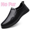 Outdoor Mens Slip On Shoes Men Winter Plush Snow Flats Genuine Leather Men Classic Loafers Male Comfortable Slip-On Shoe