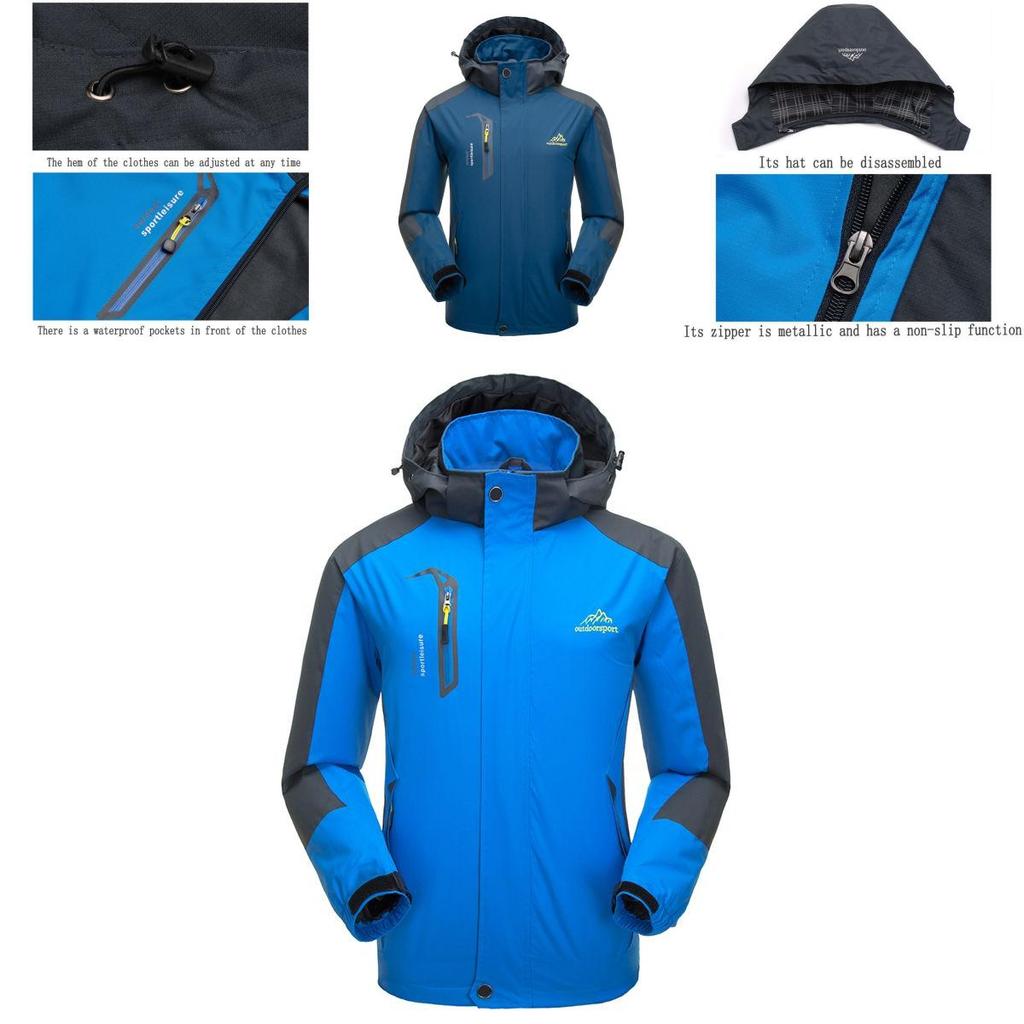 Waterproof Windproof Men Warm Coat With Detachable Hood And Adjustable Cuffs For Winter