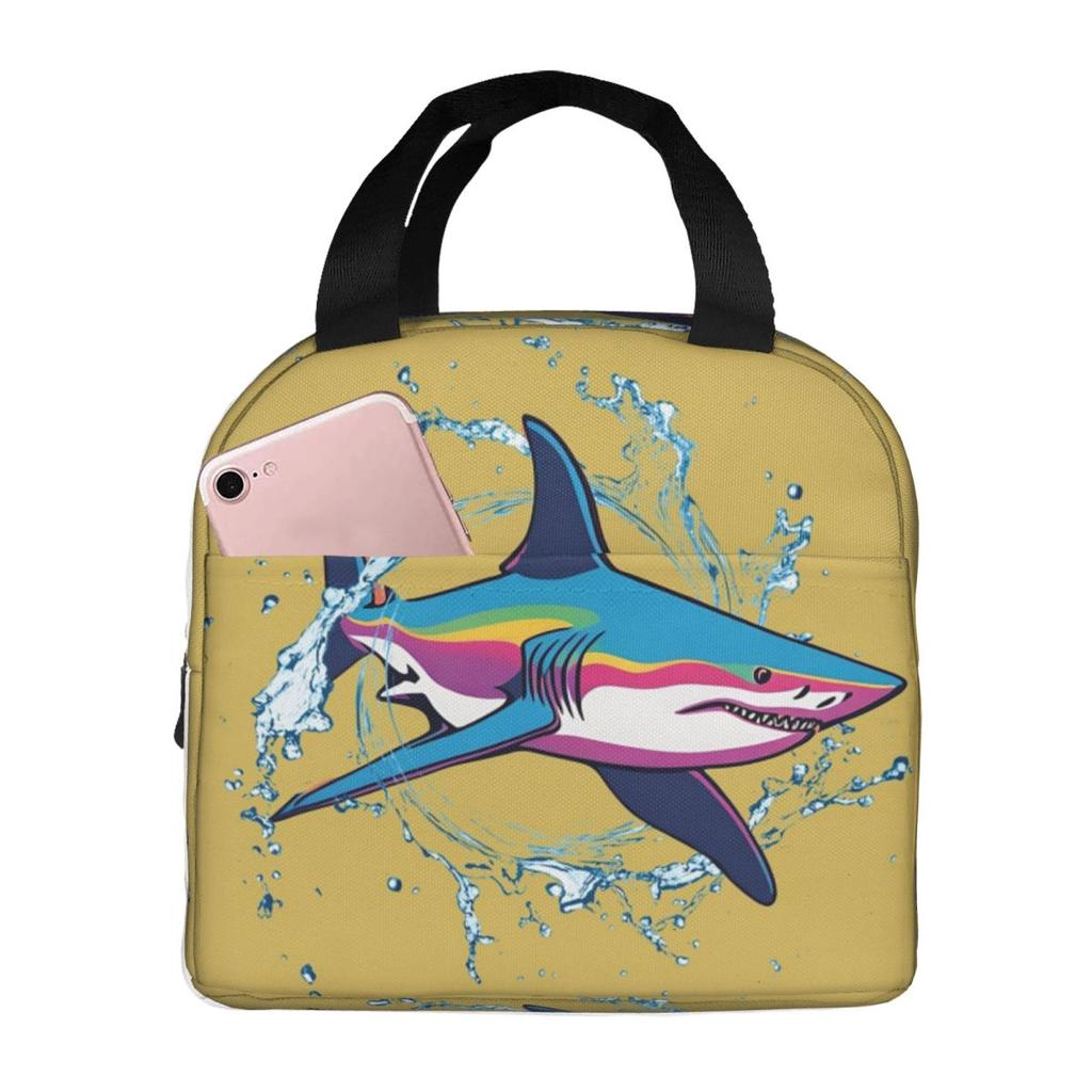 Rainbow Cool Great White Shark Insulated Lunch Bag for Women Office Cooler Thermal Food Box Tote Leakproof Lunch Boxes Container