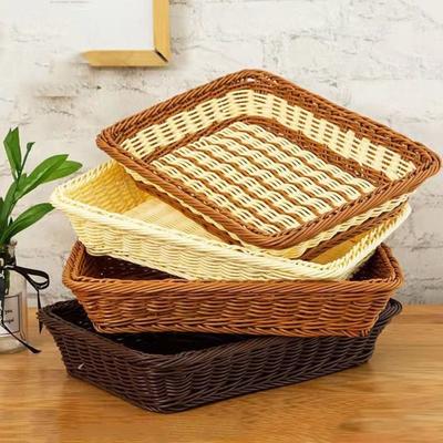 Geflochtenes Muster Ausstellungskorb Kunststoff Aufbewahrungsbox Kreatives Brot Obst Tablett Zuhause Geschäft Hotel