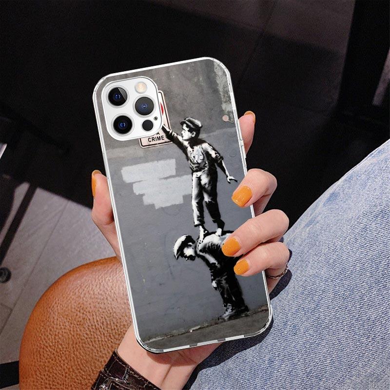 Street Art Banksy Graffiti Phone Case For iPhone 17 Air 16 Pro Max 16E 15 + 14 Plus 11 12 13 Mini 7 8 SE Gift Print Cover Fundas