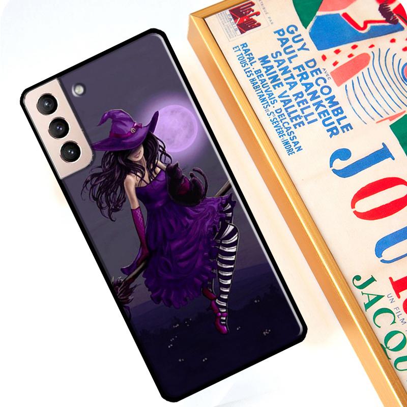 Halloween Moon Witch Horror Case For Samsung Galaxy S22 Ultra S8 S9 S10 Note 10 Plus Note 20 S21 Ultra S20 FE Cover
