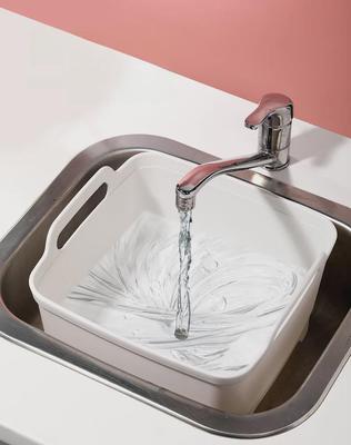 Large Square Water Basin with Floor Drain, Handle, and High Capacity for Vegetable Washing - Portable Plastic Basin
