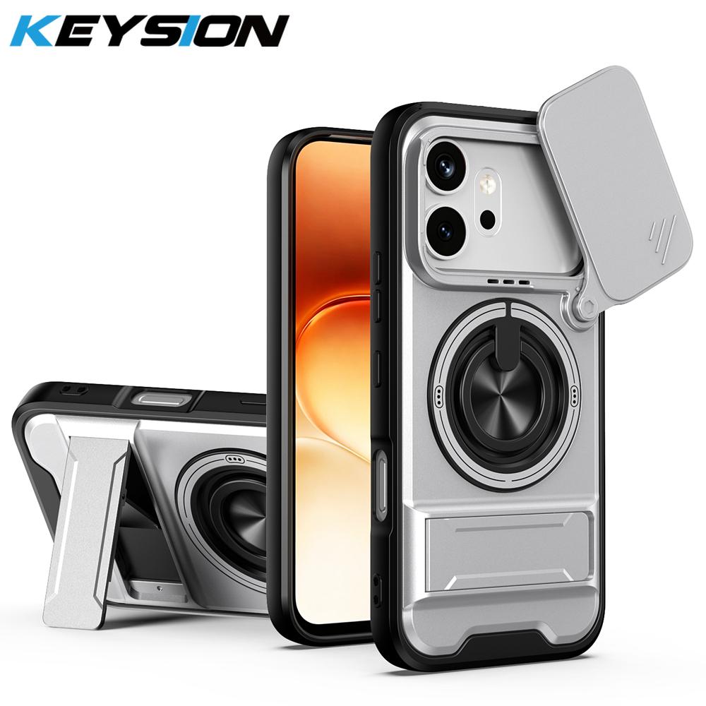KEYSION Magnetic Phone Case for HONOR 600 600 Pro 5G Slide Camera Protection Upright Kickstand 360° Ring Shockproof Back Cover