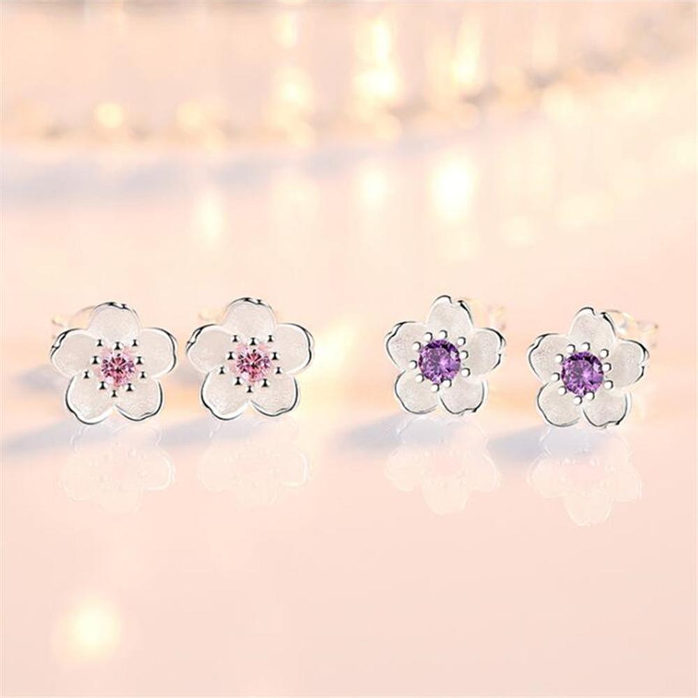 Boucles d'oreilles en argent 925, bijoux de luxe, motif champignon, romantique, cerise, petites, propres, rose, violet