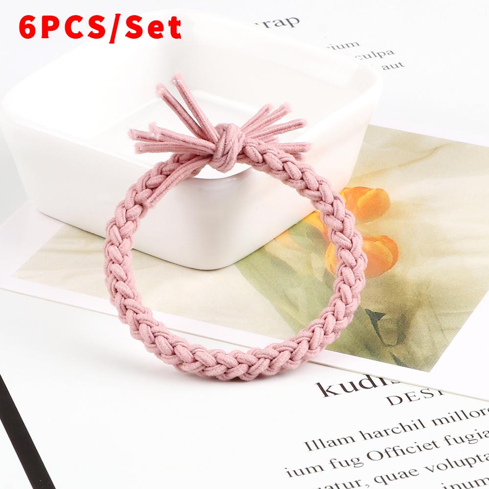6pcs/set Solid Color Twist Rubber Band Basic Simple Elastic Headband For Thick Hair Girl Women Hair Accessories Scrunchie Holder