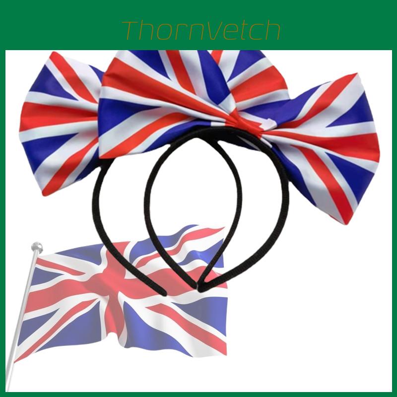 Eye-catching Union Jack Hairband Alice Headband With Large Bow Tie For Patriotic Celebrations
