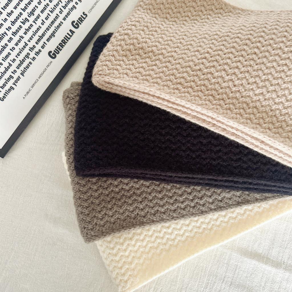 Autumn and Winter Solid Color Coarse Needle Knitted Scarf, Thickened Soft Waxy Warm Wool Scarf Women's Simple Long Scarf