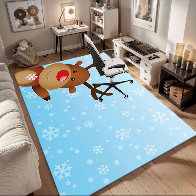

Christmas Reindeer with Snowflakes Kids WallpaperOffice Mat Perfect for Home Decor Office Desk Chair Rugs Chair Carpet for office Polyester 60cm by 90cm