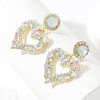 2022 Korean Fashion 18k Gold Plated Rhinestone Heart Shape Earrings Purple Crystal Heart Drop Earrings for Women