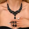 European-American Retro Jewelry Set: Exaggerated Alloy Rhinestone Earrings, Necklace & Bracelet