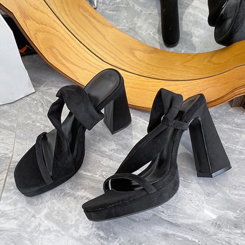 

Мода Liyke Летняя Мода Слипоны Задний Ремешок Женские Массивные Сандалии на Платформе Уютный Квадратный Носок 10 см Толстый Высокий Каблук Вечеринка Выпускной Обувь 35 чёрный