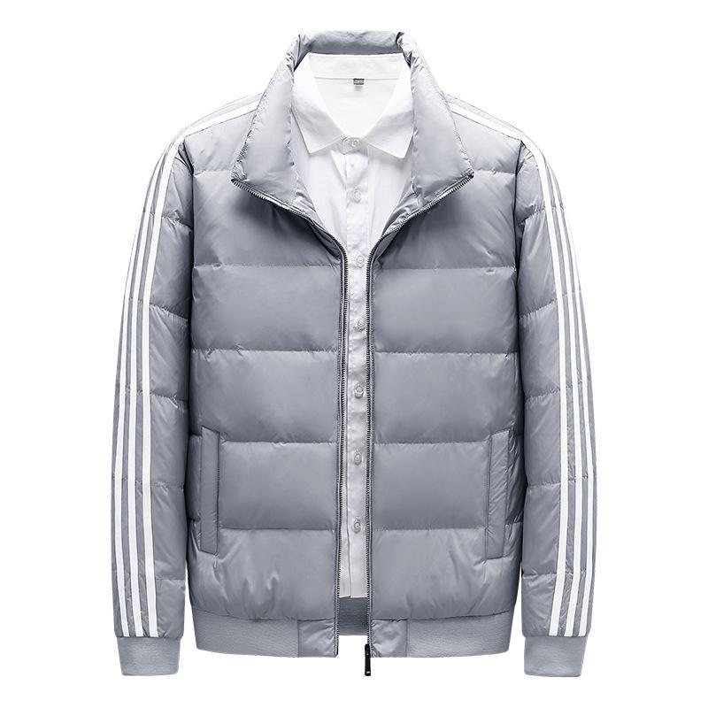 2023 Herren Slim Fit Stehkragen Drei-Streifen Weiße Entendaunenjacke für Paare