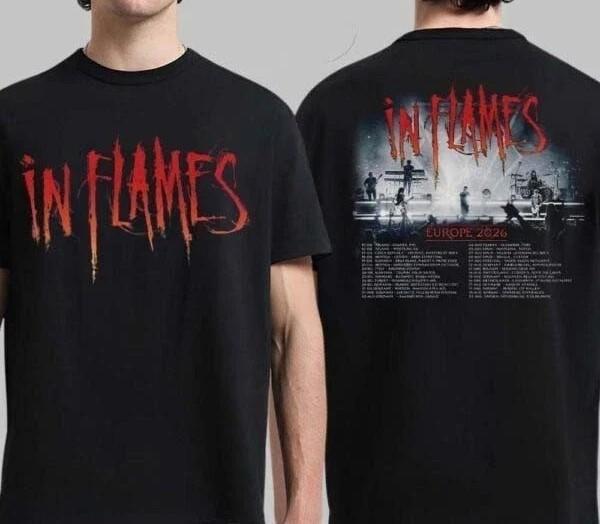 In Flames Europe 2026 Tour Schedule Dates Two Sided T-Shirt PP2763 XXXL