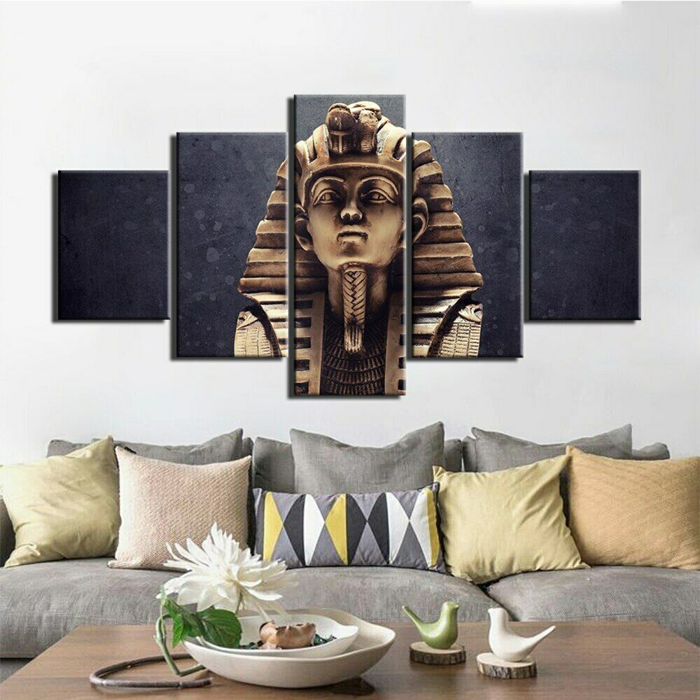 5Pcs Egyptian Egypt Pharaoh Decor Canvas Picture Wall Art HD Print No Framed 5 Panel Room Decor Modern Abstract 5 Pieces