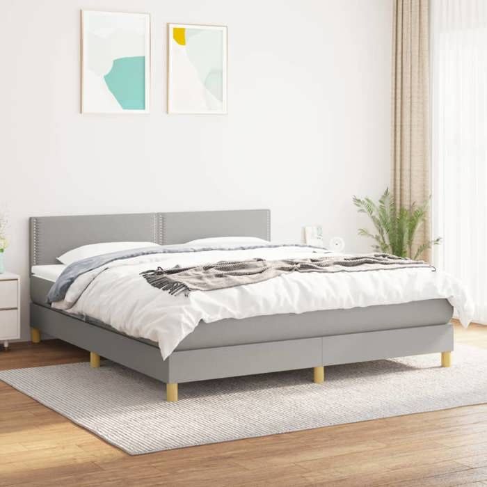 Maison Exclusive - Sommier à lattes de lit avec matelas Gris clair 180x200cm Tissu