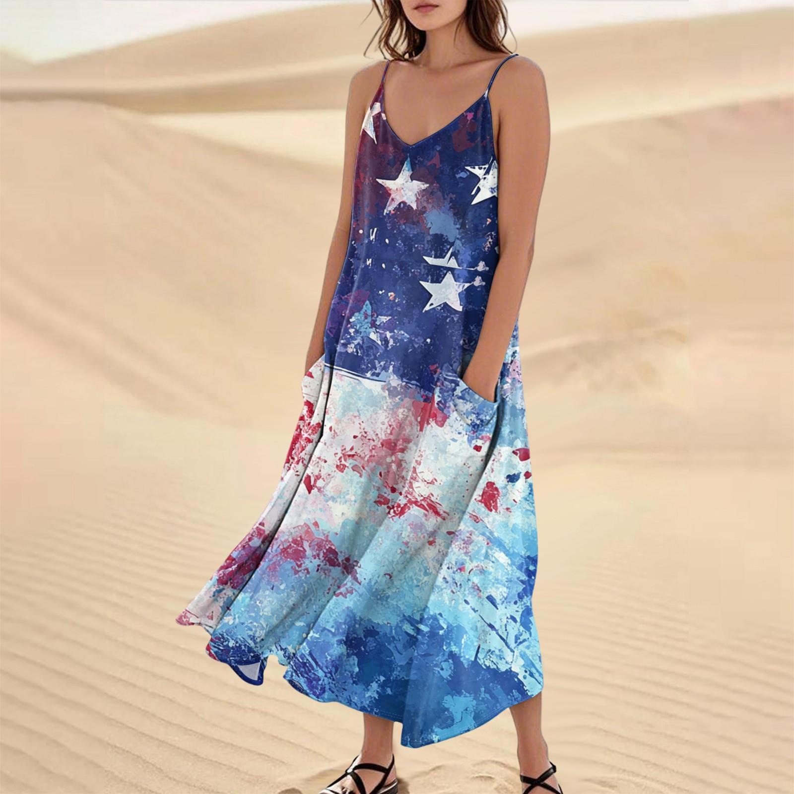 

Женское летнее платье свободного покроя с принтом для отдыха на пляже M