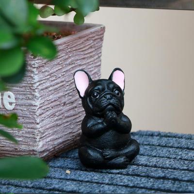 Yousheng Yoga Meditation Dog Ornament Sitting Pug Figurine Statue Animal Sculpture Indoor Outdoor Garden Home Office Desktop Decoration