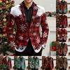 Men's Printing Corduroy Warm Pocket Suit Jacket Cardigan Men's Casual Suit