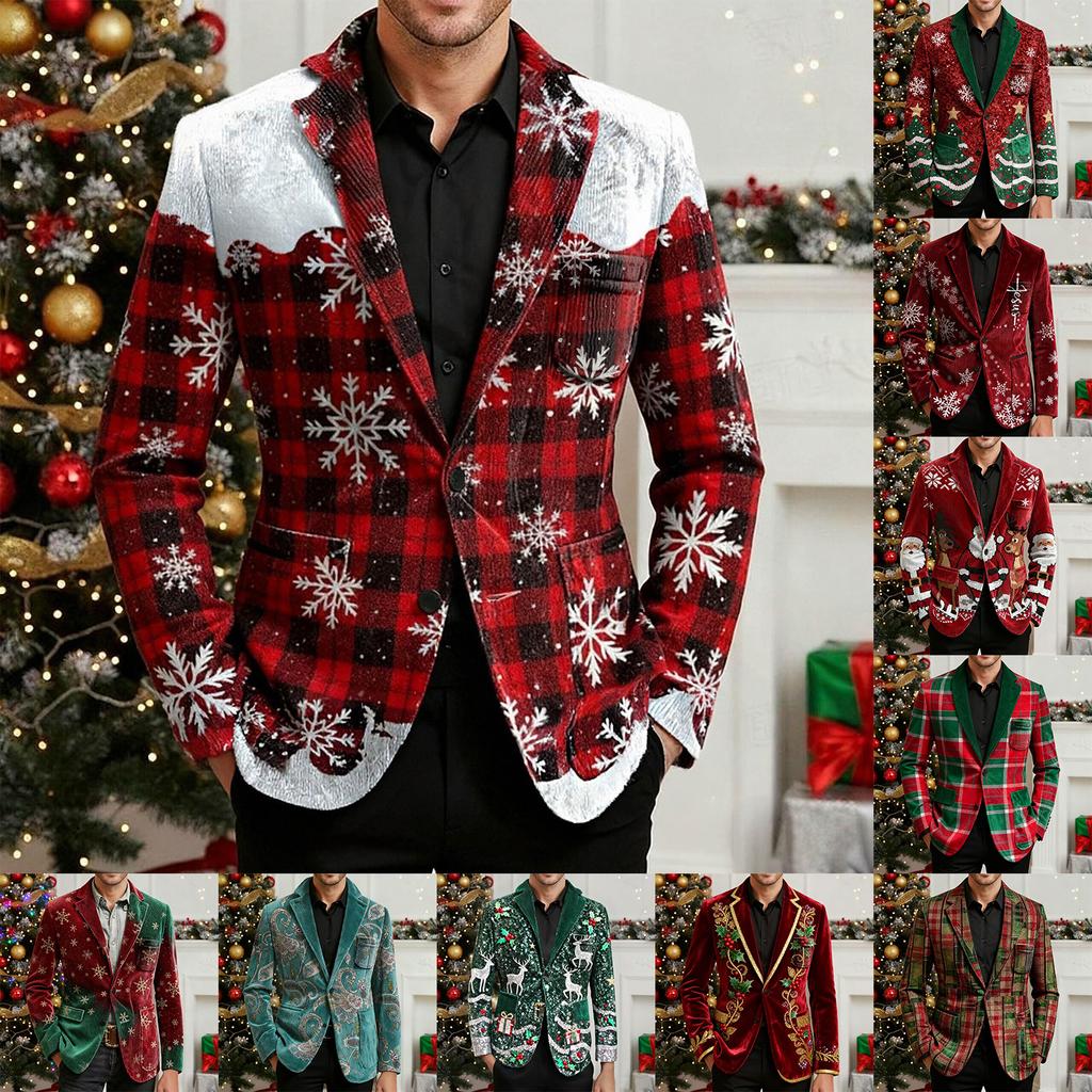 Men's Printing Corduroy Warm Pocket Suit Jacket Cardigan Men's Casual Suit
