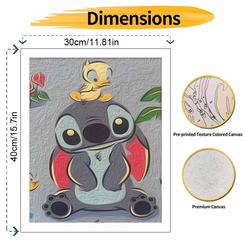 Disney Stitch Duck Oil Painting Kit, Hand Painting Canvas DIY Home Decor