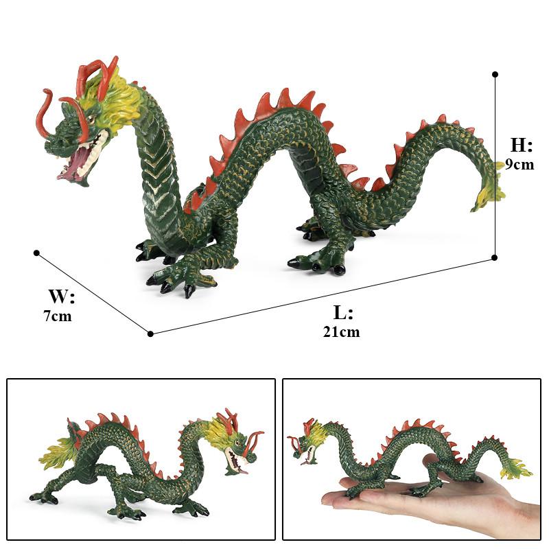 Oenux Original Mythical Chinese Dragon Dinosaurs Action Figures Animals Model Solid PVC Decoration Collection Kids Toy Gift