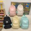 School Bag Junior High School Girls High Value Ins Korean Version Versatile Large Capacity Solid Color Backpack High School Students Backpack Tide