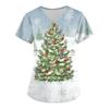 Plus Size Printed Scrub Working Uniform Tops For Women's V-Neck Christmas Print Short Sleeve Fun T-Shirts Workwear Tee With Pockets