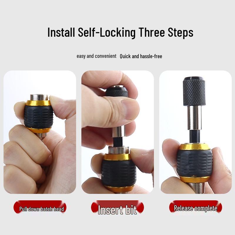 Hex Shank Quick Release Bit Extension with Self-locking Connector for Electric Drills