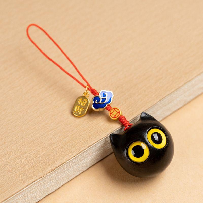 1Pc Wooden Cat Keychain Anime Cute Mobile Phone Chain Car Wooden Pendant Personality Creative Cute Keychain Accessories