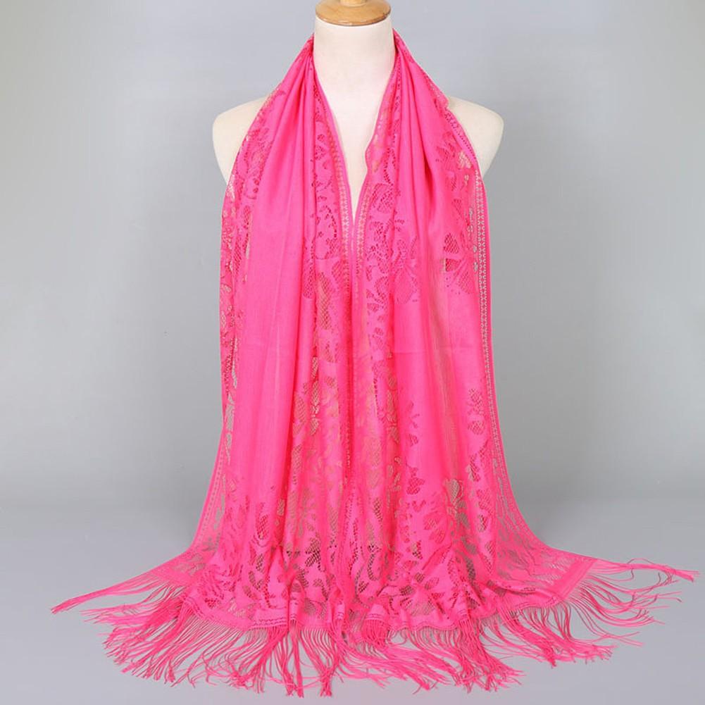 All Match Floral Tassel Scarf Hollow Solid Breathable And Comfortable