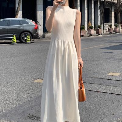 2023 Casual Sleeveless Long Dress Women Outfits Bodycon Dress  Elegant Party Dresses Women Apricot Black Summer Dress 26648