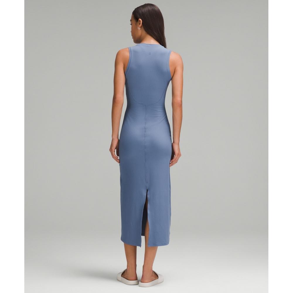 Lululemon All Aligned Ribbed Midi Dress Oasis Blue