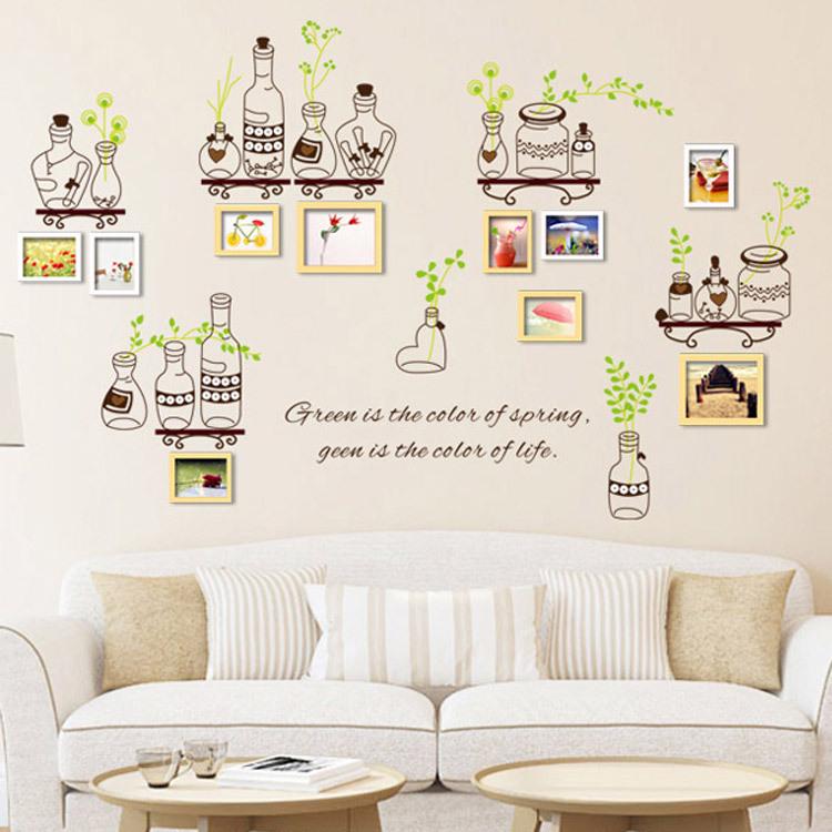 

Наклейка на бутылку «Зеленый лист»: Настенная наклейка для гостиной, кухни и ресторана (AY7254)