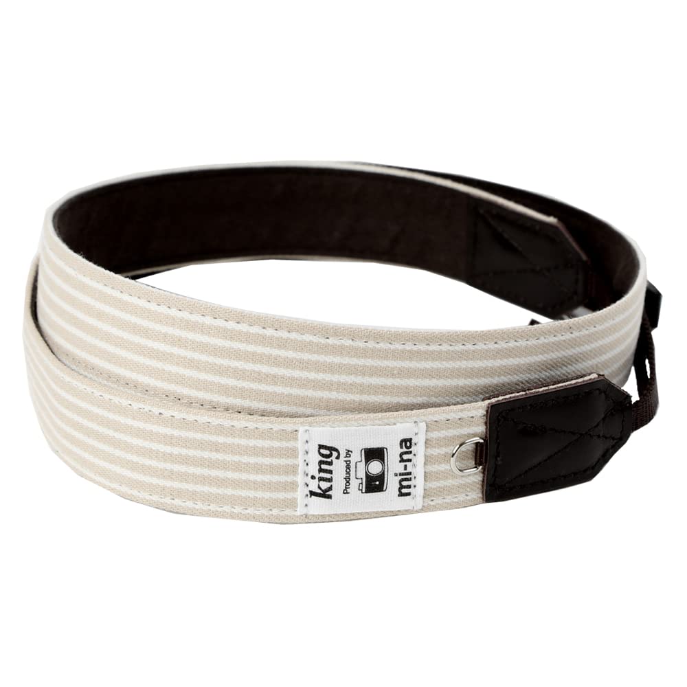 

KING Camera Made in Stylish [KING] [mi-na Collaboration] Strap, 2.5cm Wide, Striped, Beige, Japan,