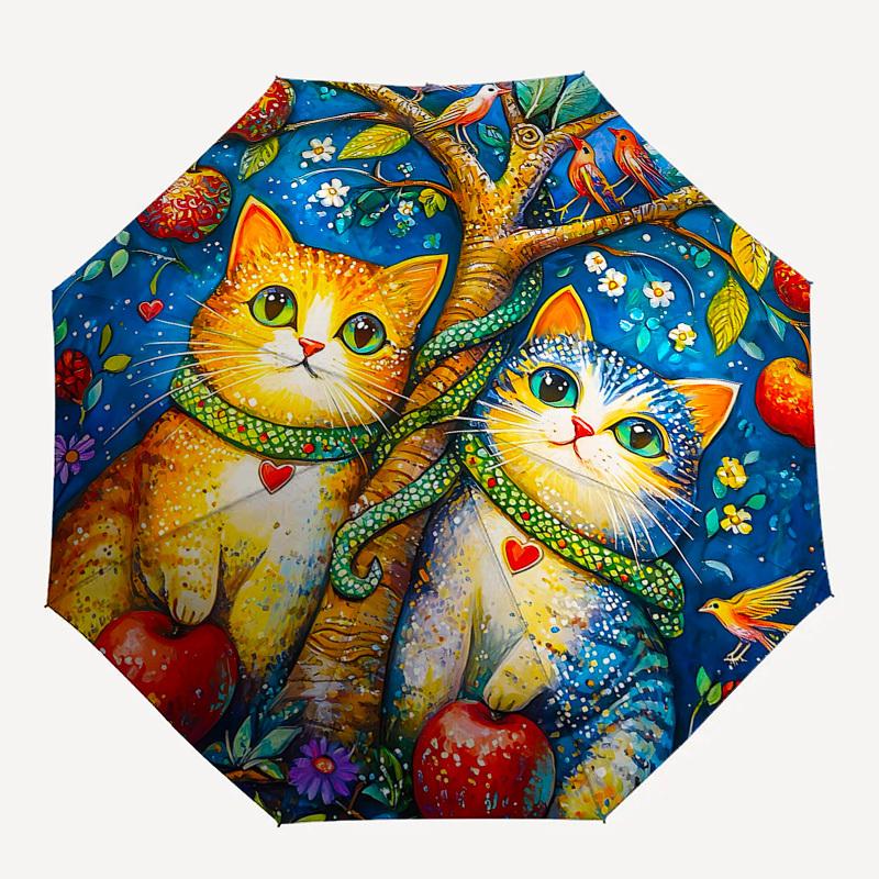 1pc Auto-Folding Umbrella with 3-Fold Design, 8-Bone Iron Frame, Perfect for Festivals, Travel, Daily Use, and Gifts!B052