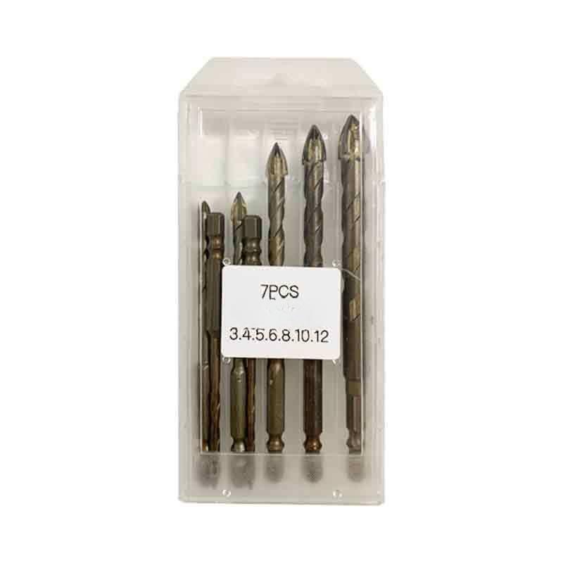 Křížový šestihranný vrták do dlaždic pro otvírač otvorů do skla, betonu, dlaždic, sada nástrojů z karbidu wolframu