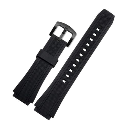 20mm Silicone Rubber Watch Strap with Convex Joint, Black, for Men and Women, Sport Watch Band, Bracelet, Accessories for Casio Edifice EF-552 (Black,