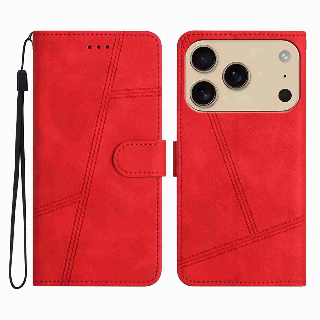 Pro iPhone 17 Pro Pouzdro Flip Kožené Retro Kryt na telefon Vytištěné linky
