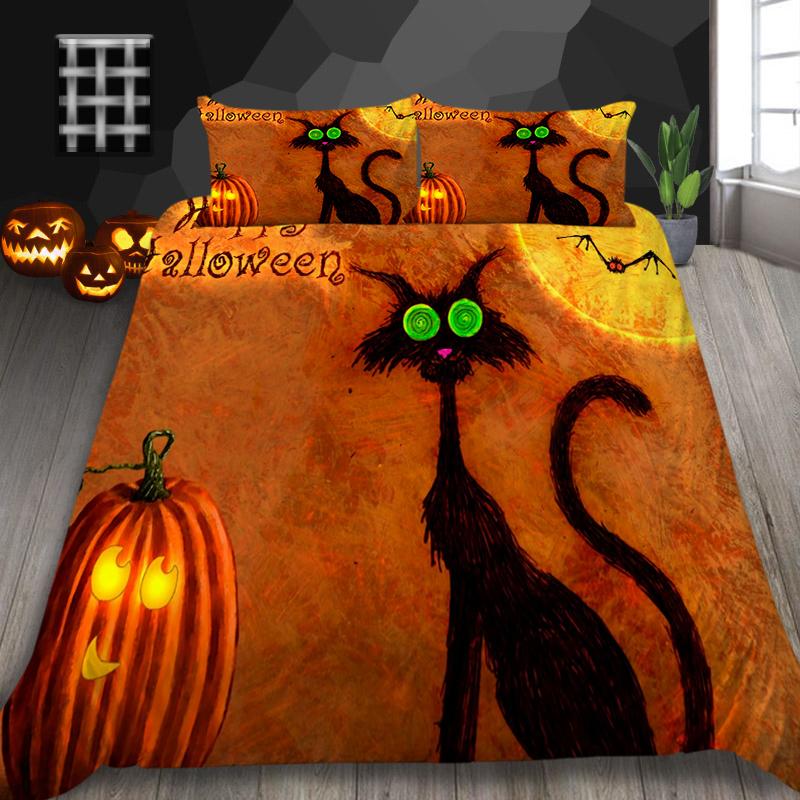 Halloween Bedding 3D Horror Pattern Duvet Cover Pillowcase 2/3pcs Single/double Bed Full-size Home Textile Teens Men Gift