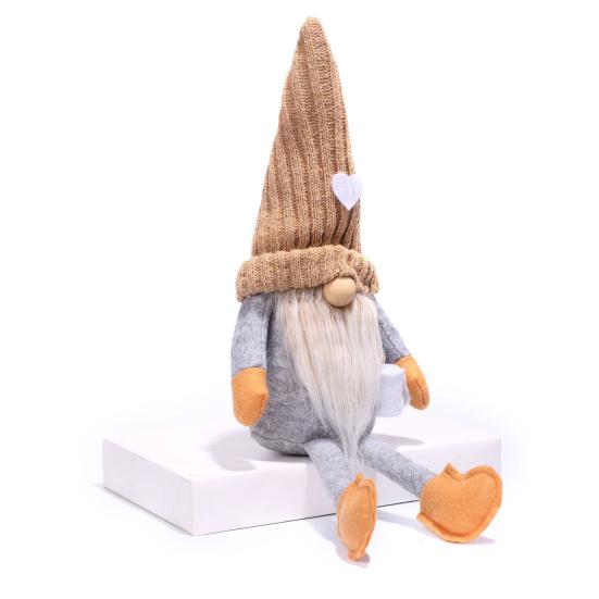 Year Round Decorative Figurines Christmas Gnome Plush Decoration with Long Legs, Faceless Handmade Fabric Cozy Winter Home Decor Doll