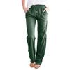 Damen Freizeithose, gerade, weites Bein, einfarbig, lange Hose mit Taschen, elastischer Bund, verstellbarer Kordelzug, Wandern